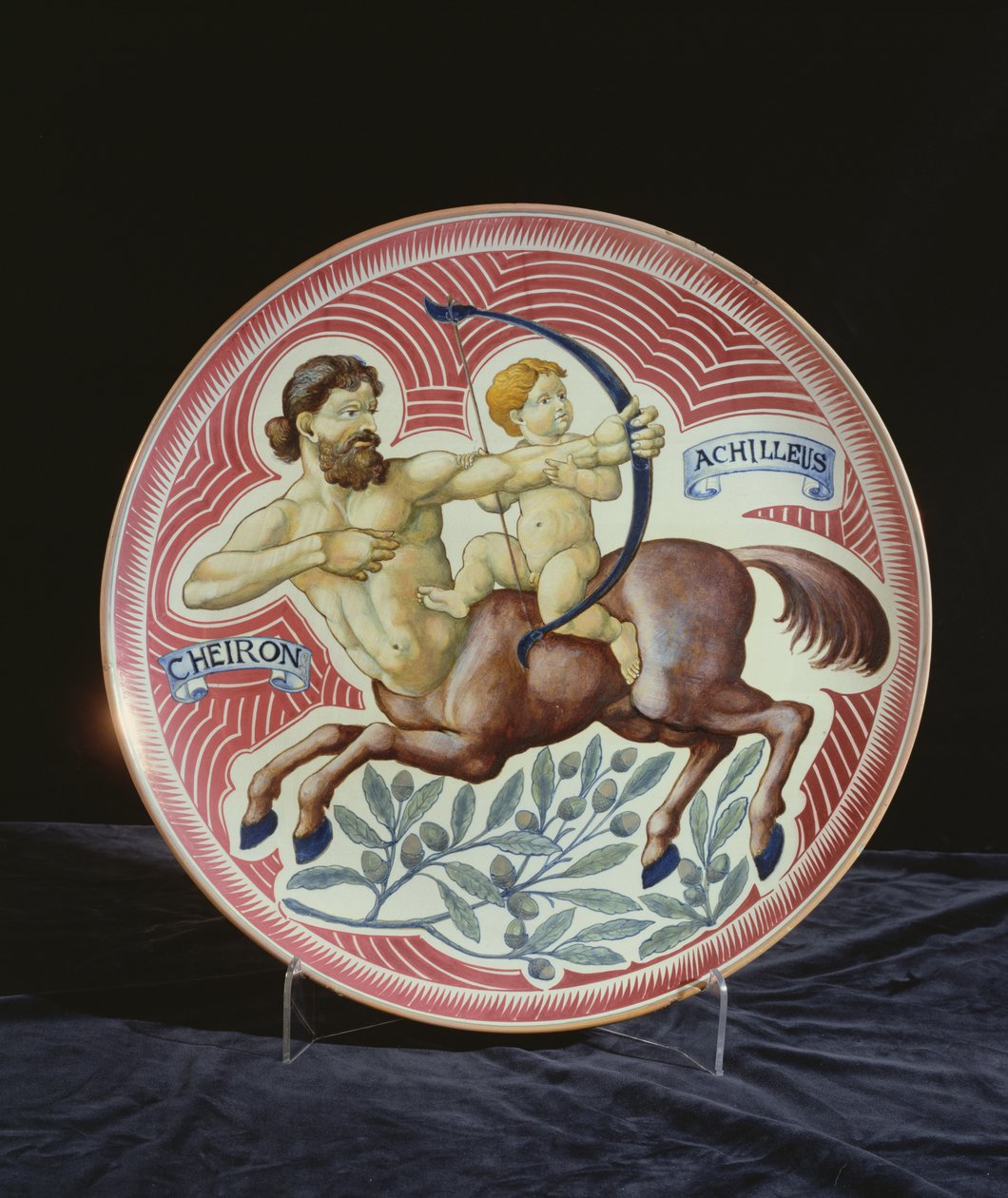 Nabíječka zobrazující Cheiron a Achilleus (keramika) od William de Morgan