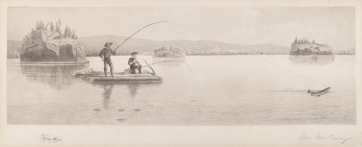 Bez názvu (Log Raft Fishing) od William de la Montagne Cary