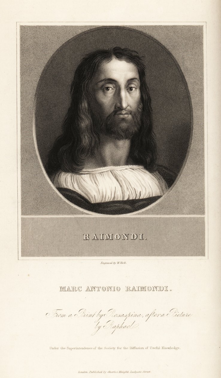 Portrét Marcantonio Raimondi, italský rytec, cca 1470-1534 od William the Younger Holl