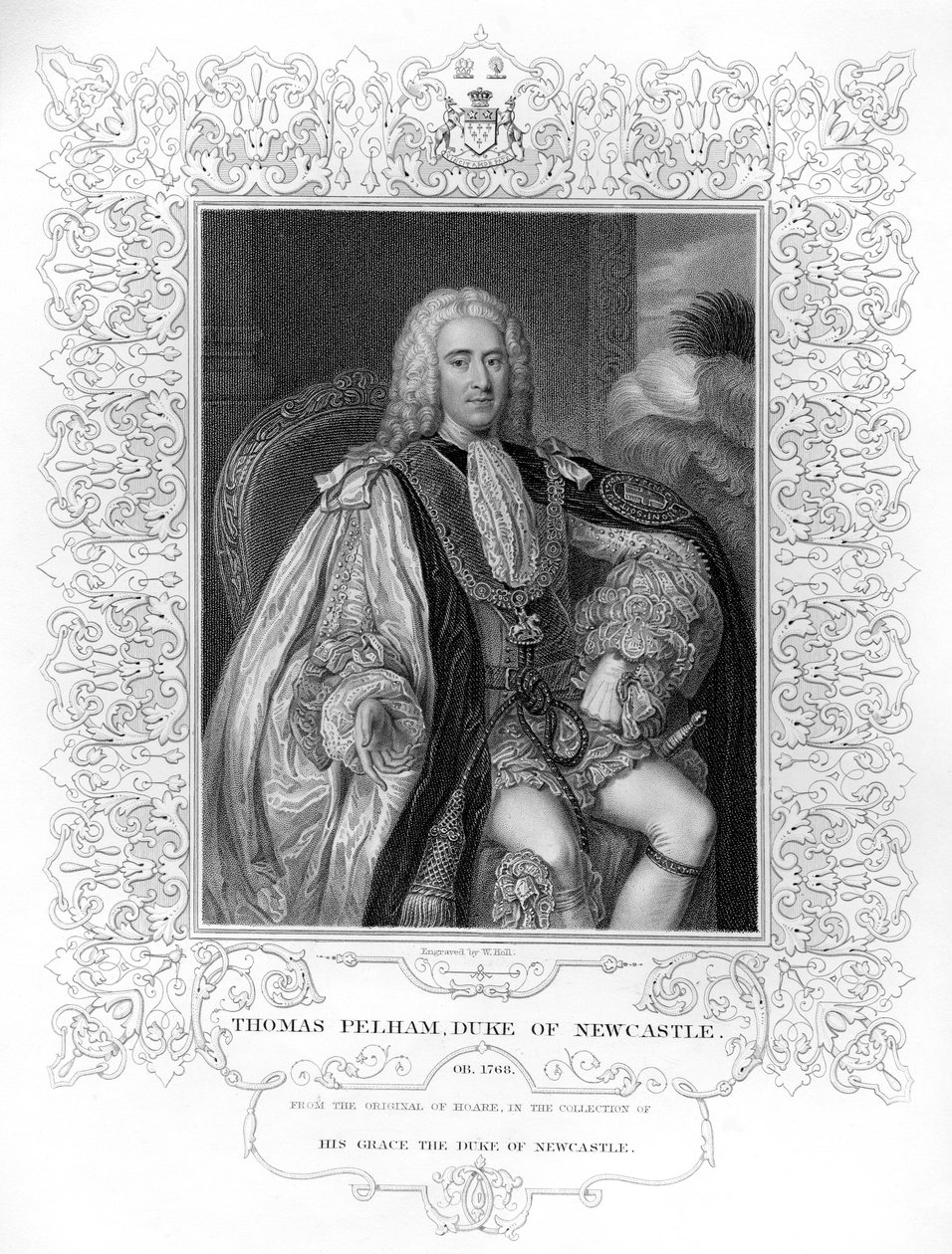 Portrét Thomase Pelhama-Hollese, 1. vévody z Newcastlu od William the Younger Holl