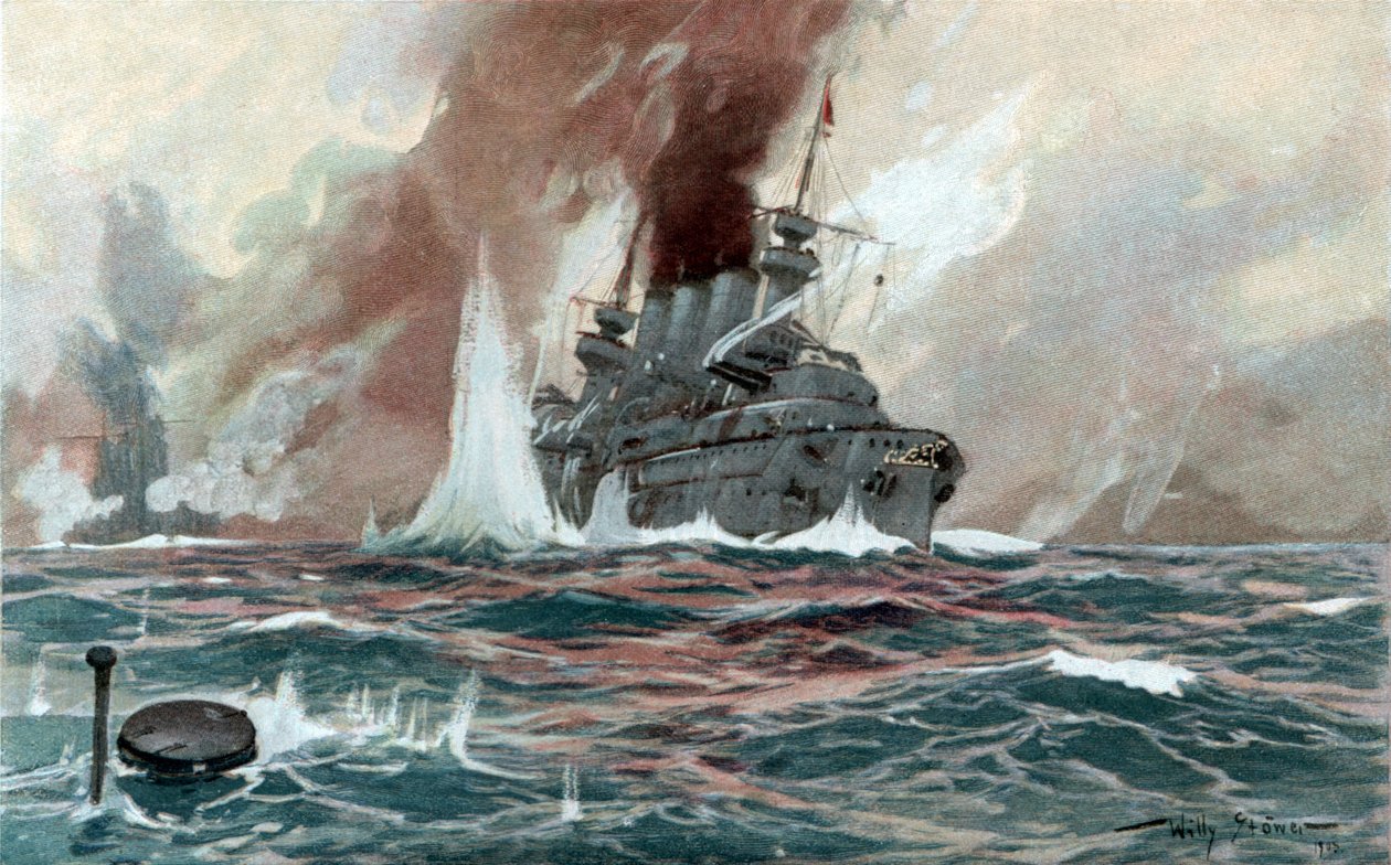 Ponorka, cca 1905 (akvarel) od Willy Stöwer