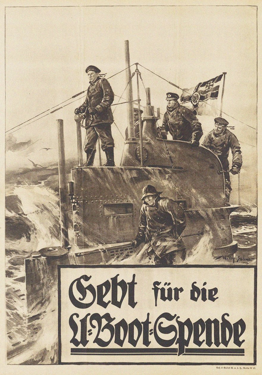 Darujte dar ponorky. Plakát, 1917 od Willy Stöwer