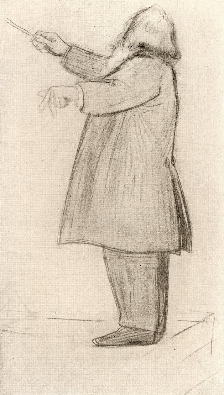 Johannes Brahms (1833-1897) německý skladatel, dirigování (kresba) od Willy von Beckerath