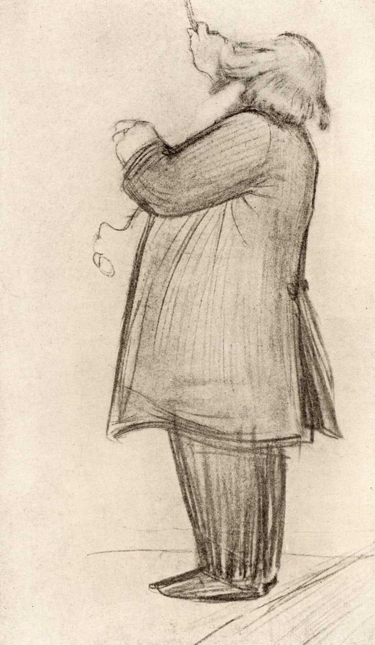 Johannes Brahms (1833-1897) německý skladatel, dirigování (kresba) od Willy von Beckerath