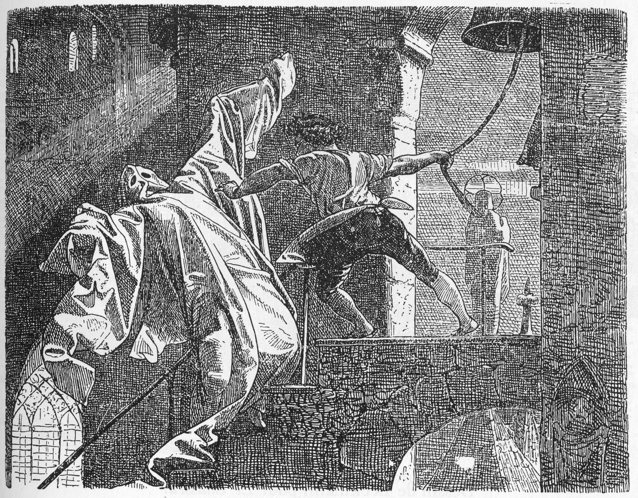 „Příběh mladíka, který šel dál, aby poznal, co to byl strach“ (dřevořez) od Willy von Beckerath