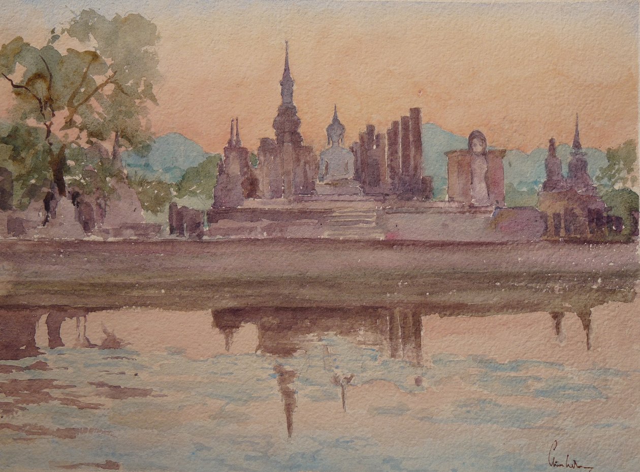 871 Západ slunce, Wat Mahathat, Sukhothai od Wilson Clive