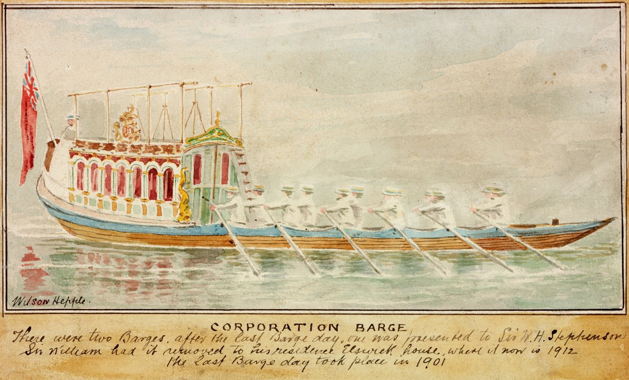 The Corporation Barge (inkoust a akvarel na papíře) od Wilson Hepple