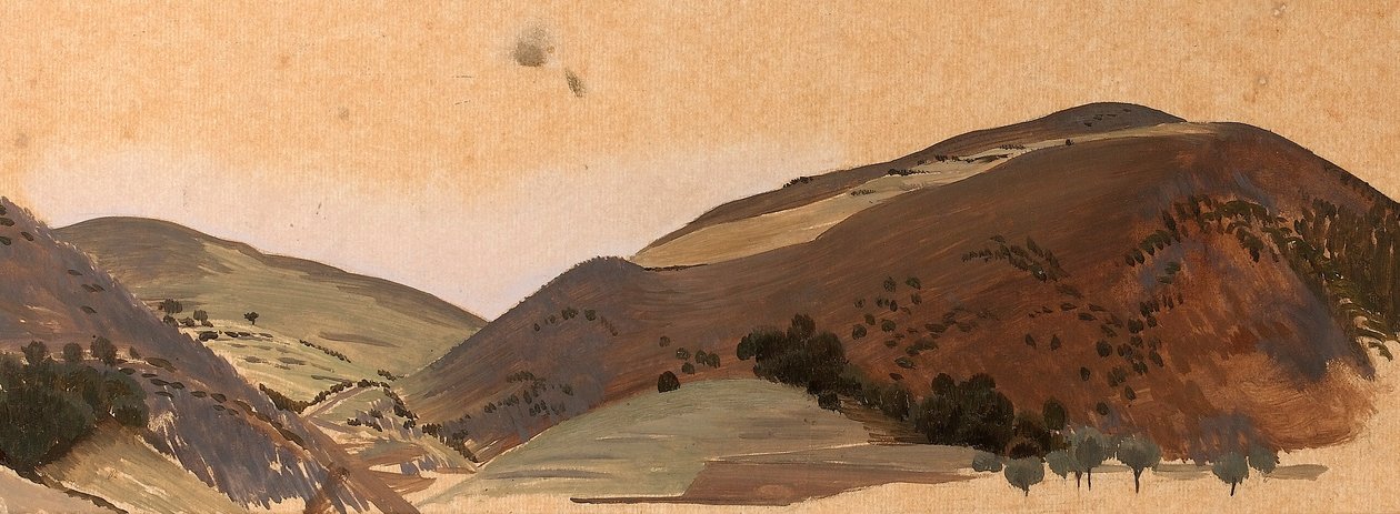 Krajinná studie pro Santissima Trinita, kolem roku 1924 (olej na pauzovacím papíře) od Winifred Knights