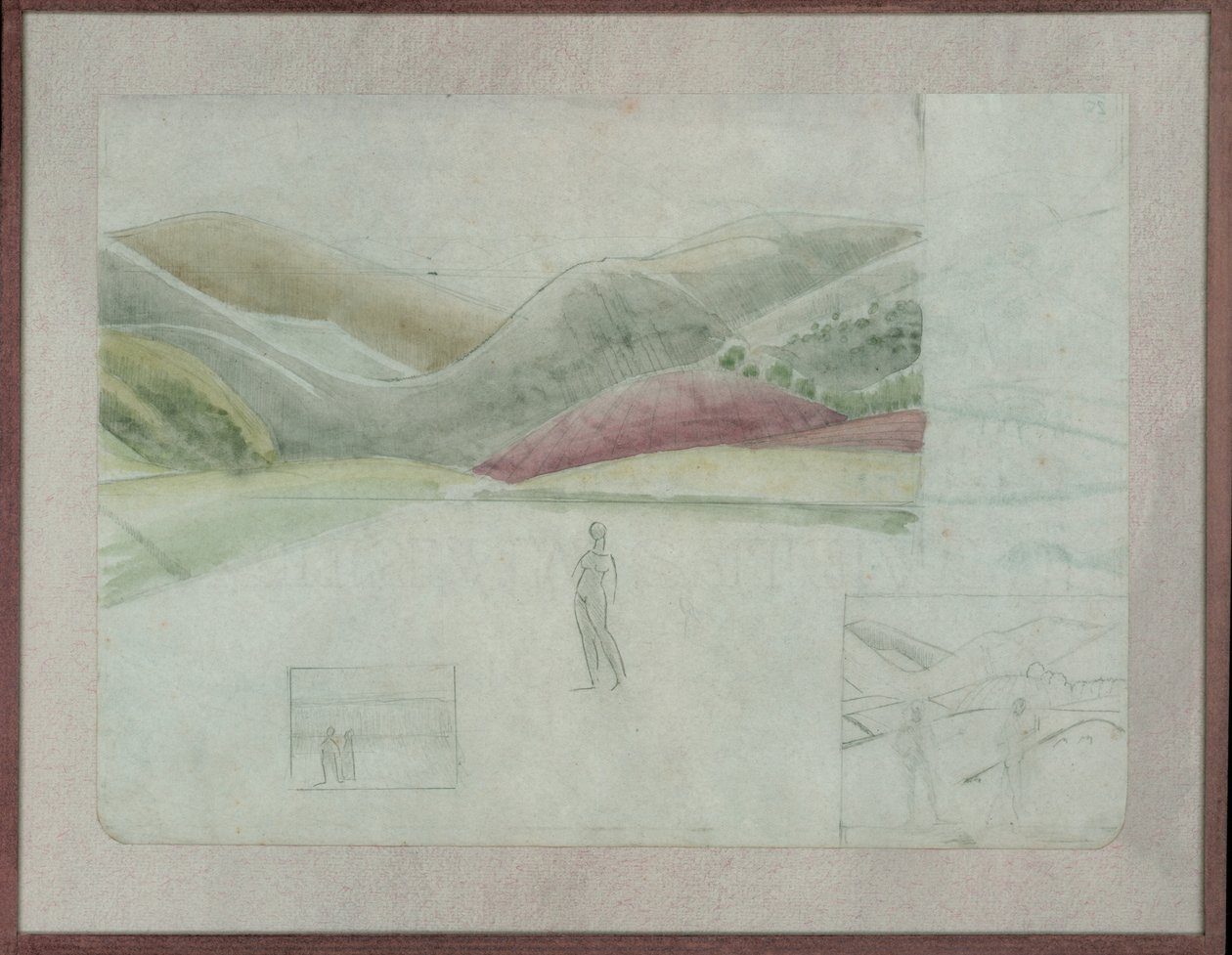 Studie pro Santissima Trinita, kolem roku 1924 (tužka a akvarel na papíře) od Winifred Knights