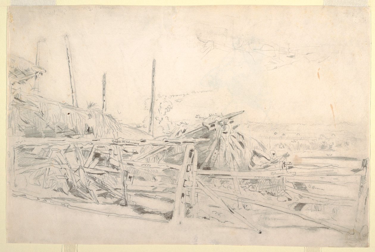 Drawing, Haystack and Rail Fence, ca. 1870 od Winslow Homer