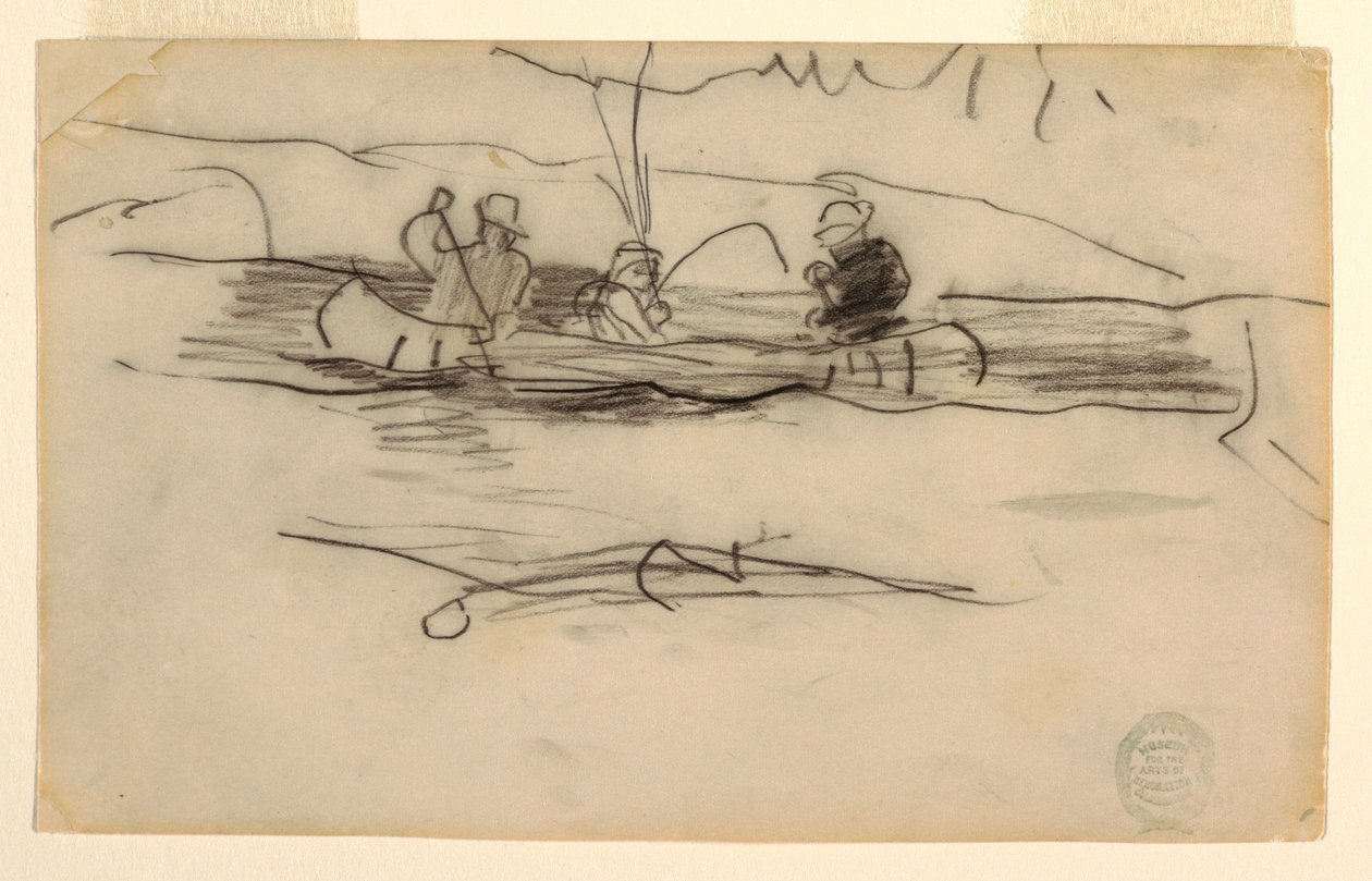 Rybář a dva další muži na kánoi od Winslow Homer