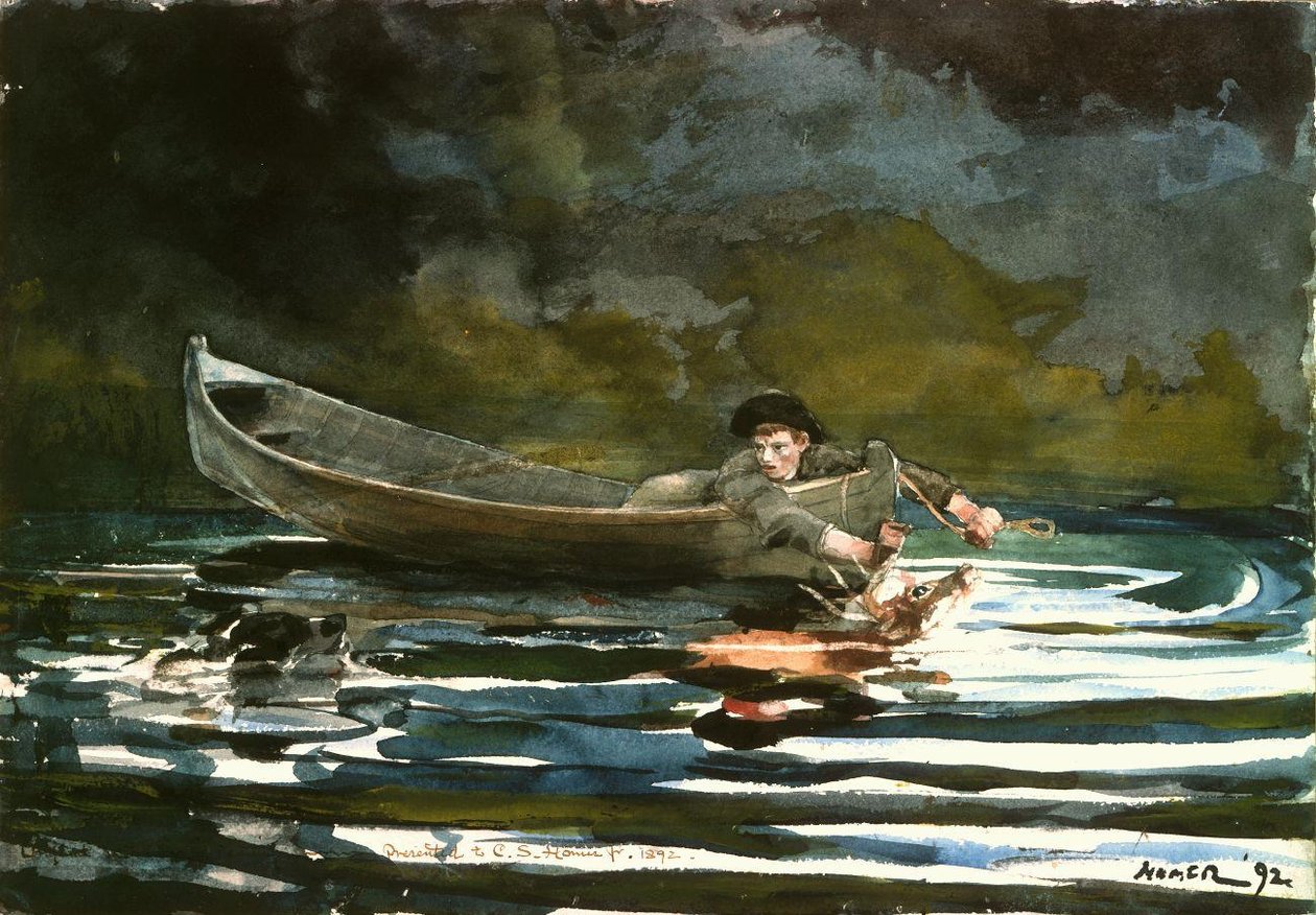 Pes a lovec od Winslow Homer
