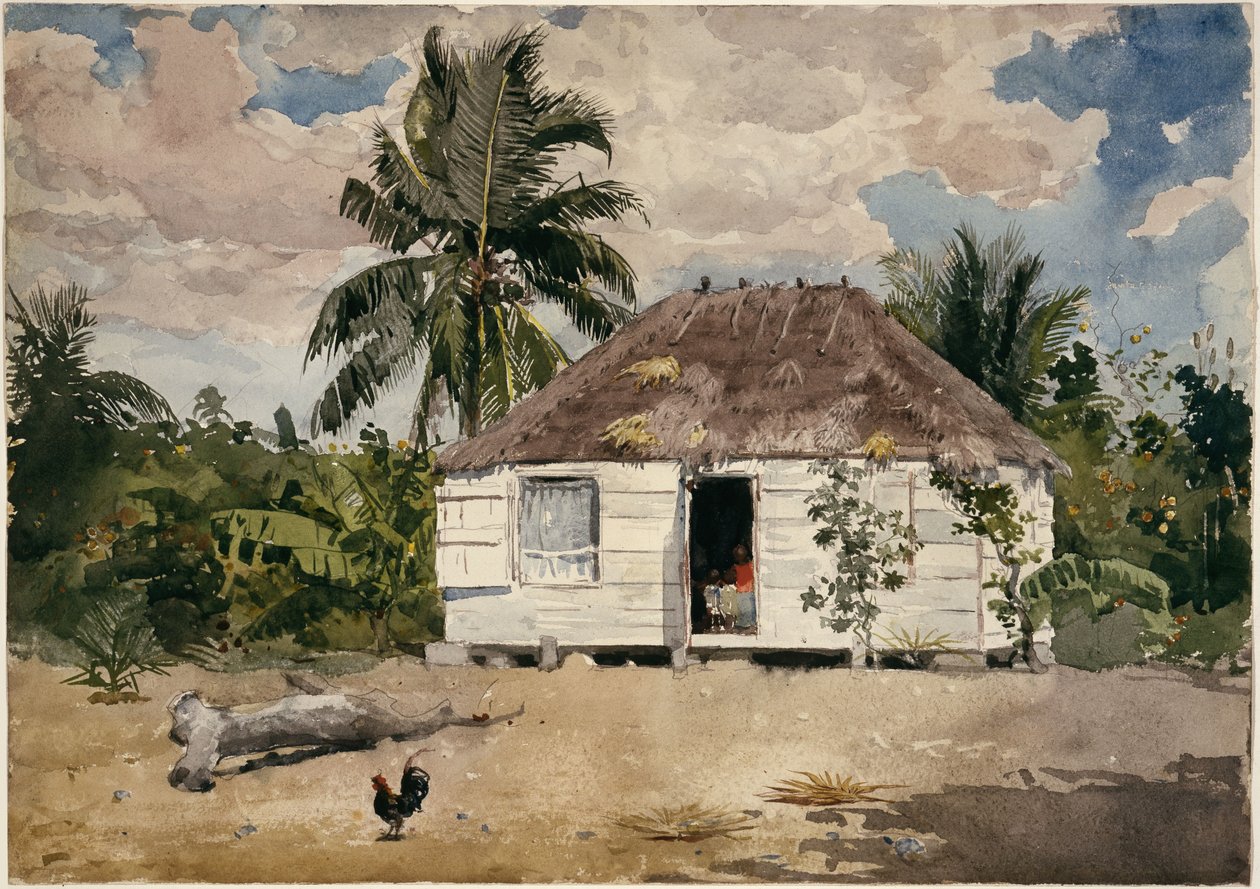 Nativní chatrče od Winslow Homer