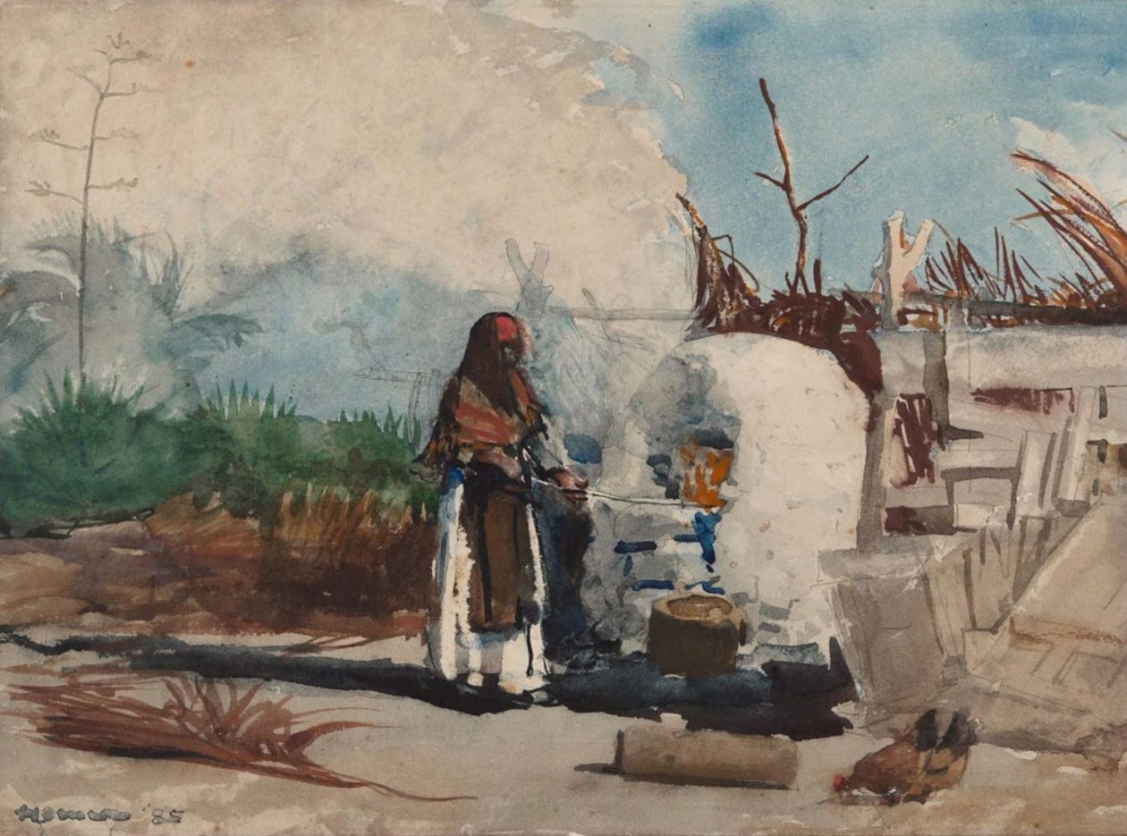 Nativní žena, vaření, Bahamy od Winslow Homer