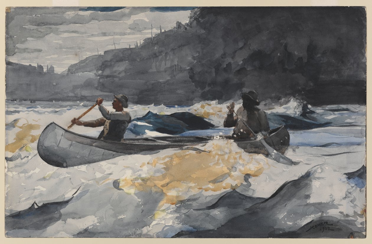 Shooting the Rapids, 1902 (wc přes tužku na papíře) od Winslow Homer