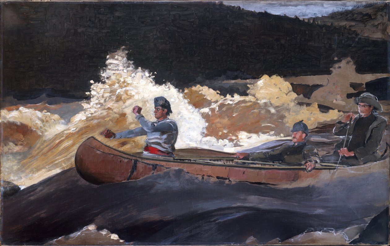 Střelba v peřejích, řeka Saguenay od Winslow Homer