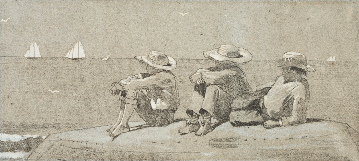 Tři chlapci na břehu Dory od Winslow Homer