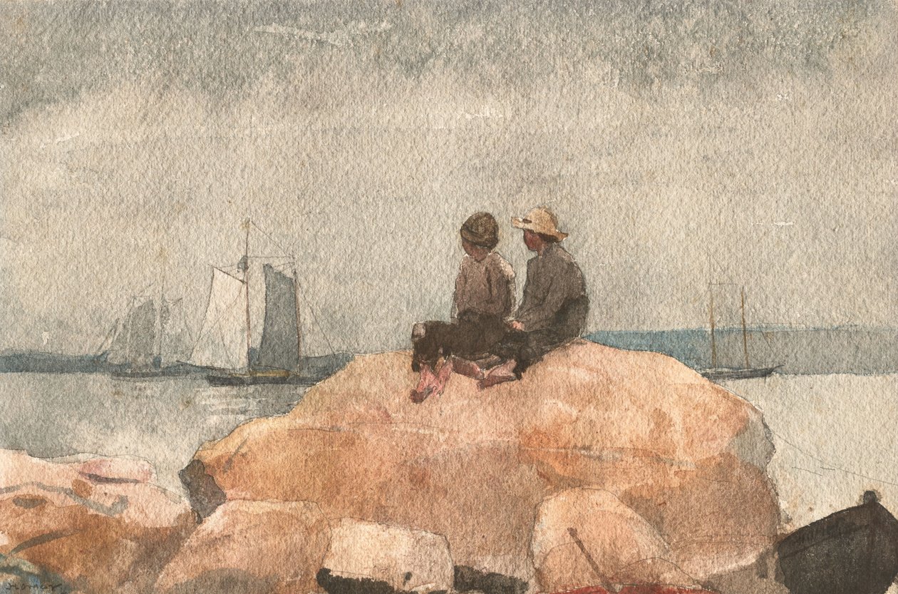 Dva chlapci sledují škunery od Winslow Homer