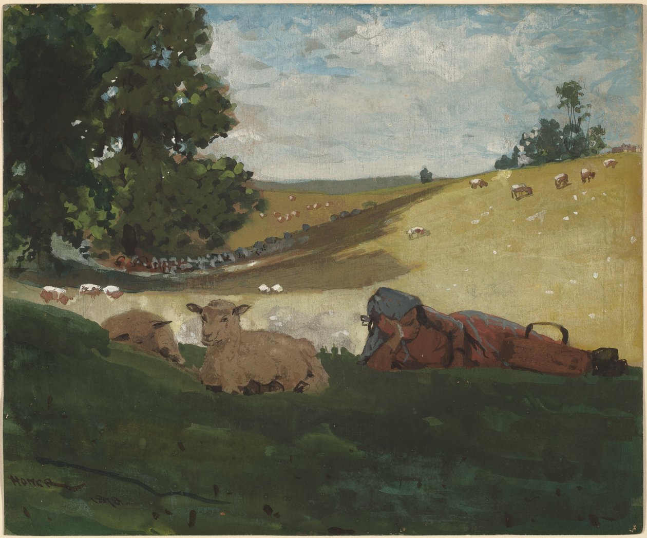 Teplé odpoledne (pastýřka) od Winslow Homer