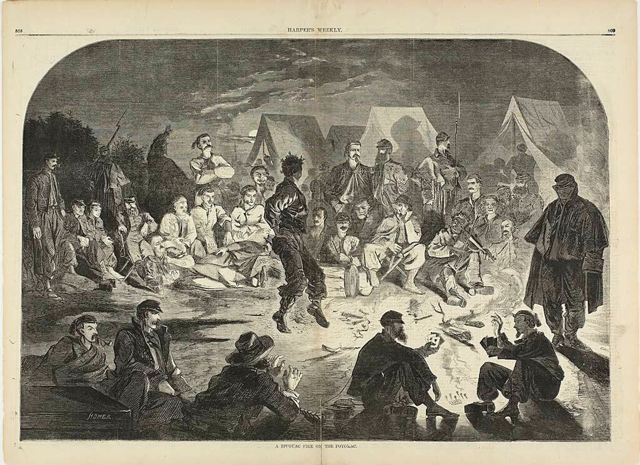 Bivakovací oheň na řece Potomac od Winslow Homer