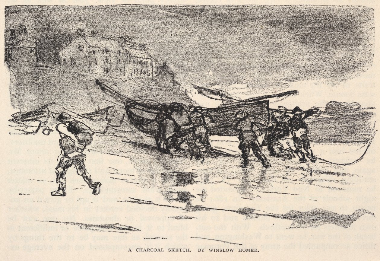 Uhlový náčrtek z časopisu The Century Magazine, listopad 1883 od Winslow Homer