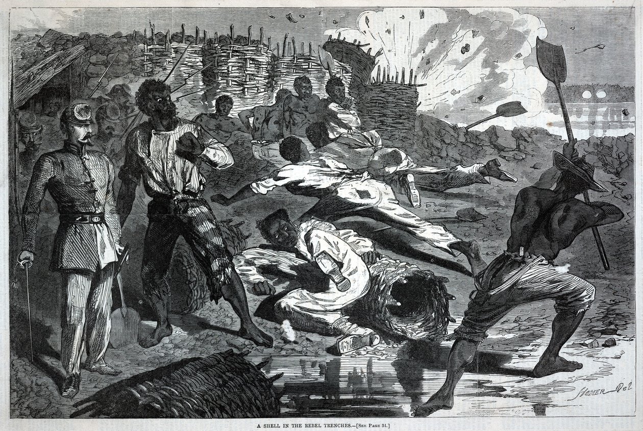 Granát v povstaleckých zákopech, z časopisu Harper’s Weekly, 17. ledna 1863 od Winslow Homer