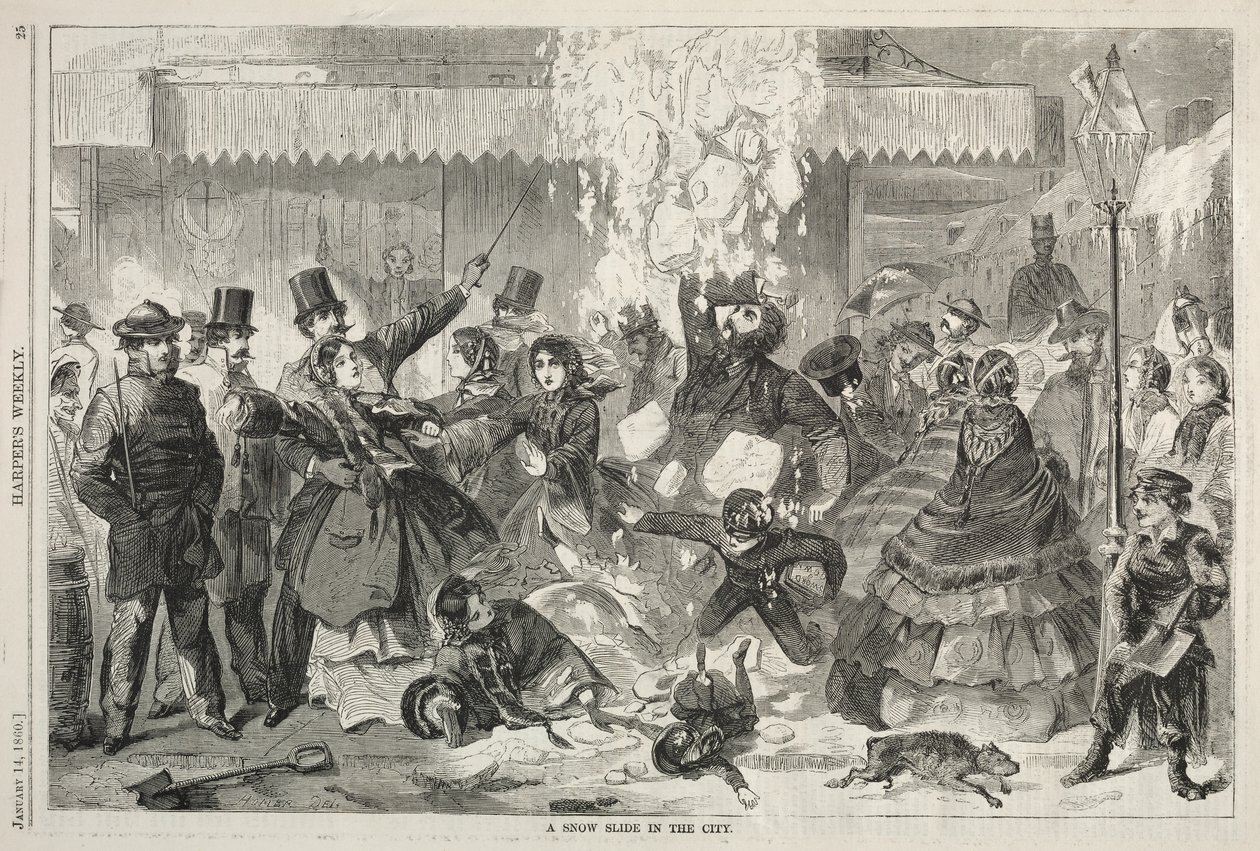 Sněhová klouzačka ve městě, 1860. od Winslow Homer
