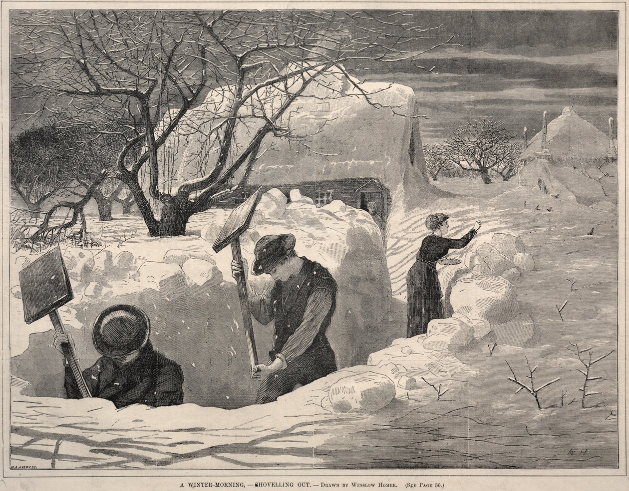 Zimní ráno – odklízení sněhu od Winslow Homer