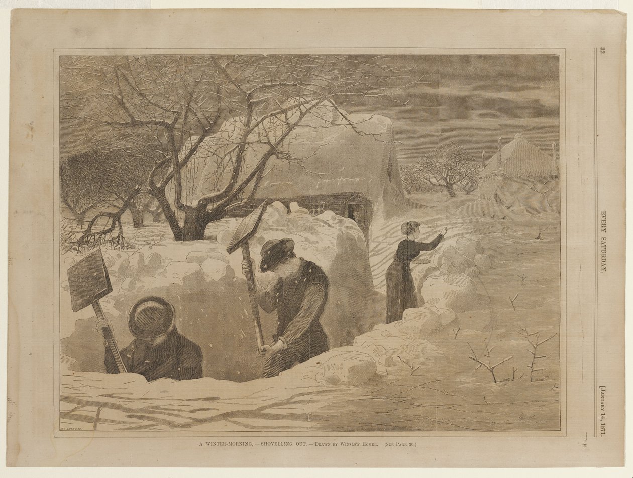 Zimní ráno strávené odklízením sněhu od Winslow Homer
