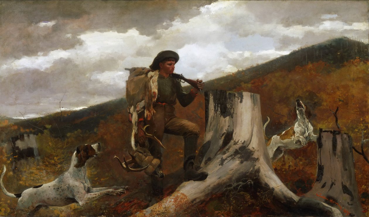 Myslivec a psi od Winslow Homer