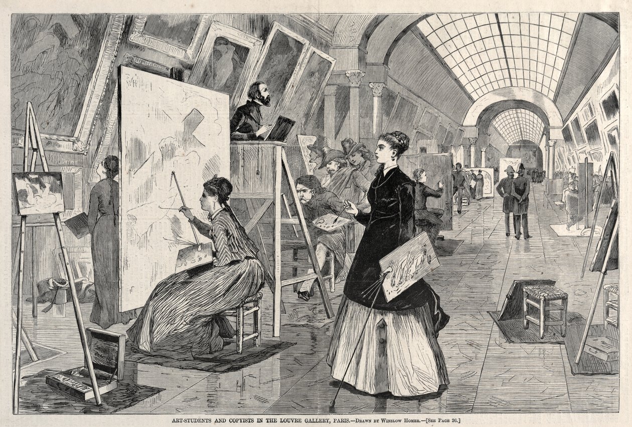 Studenti výtvarného umění a kopisté v pařížském Louvru od Winslow Homer