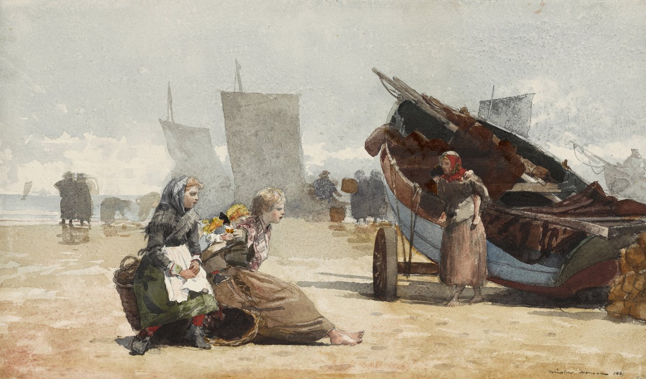 Plážová scéna, Cullercoats, 1881 od Winslow Homer