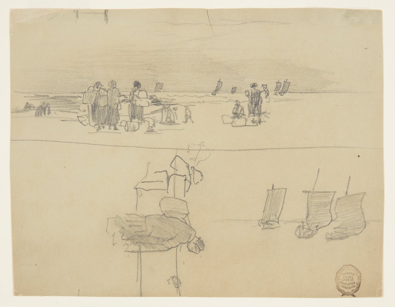 Plážová scéna s ženami nesoucími košíky, Cullercoats, Anglie od Winslow Homer