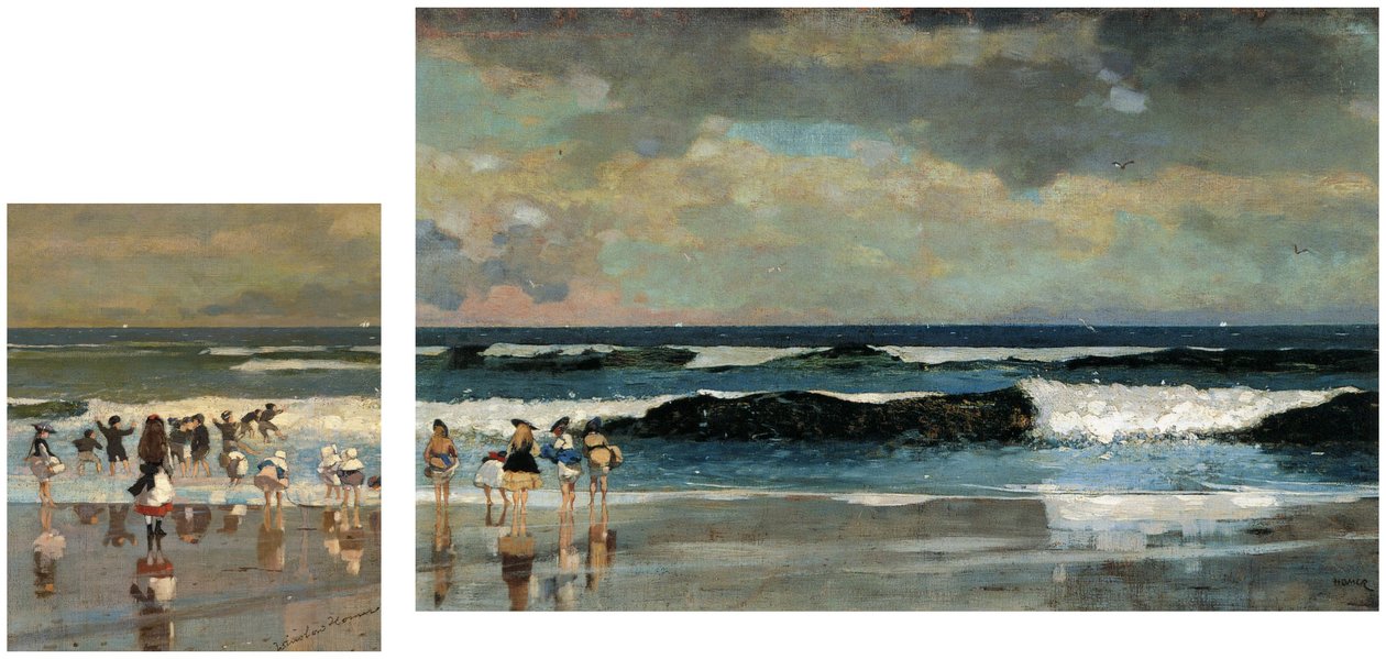 Plážová scéna  amp; Na pláži od Winslow Homer