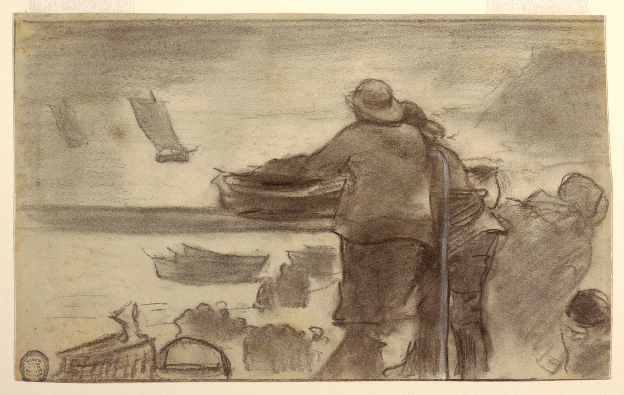 Pláž s loděmi a lidmi, Cullercoats, Anglie od Winslow Homer