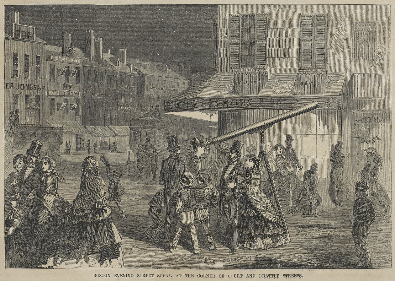 Boston Evening Street Scene, na rohu Court a Brattle Streets od Winslow Homer