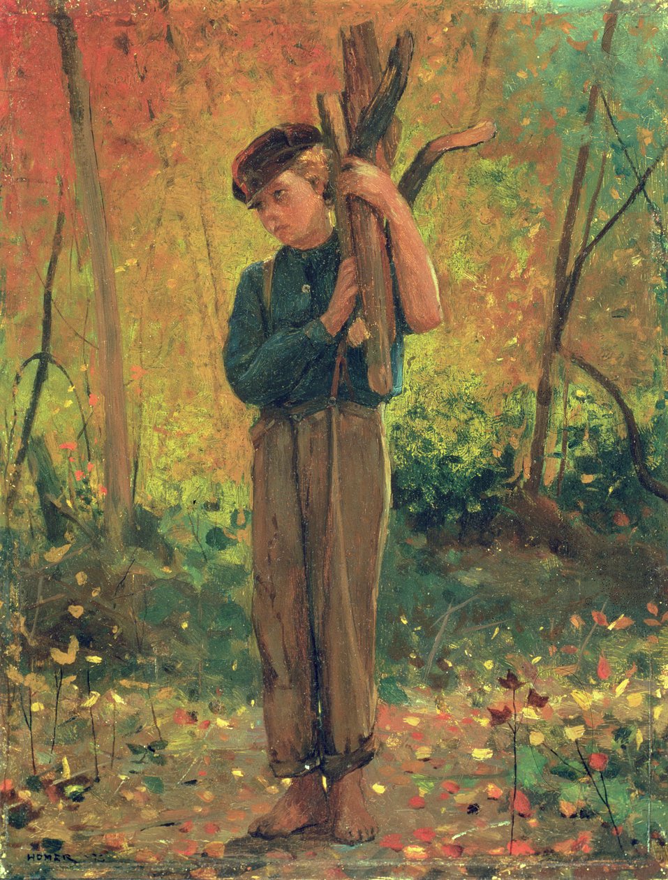 Boy Holding Logs, 1873 od Winslow Homer