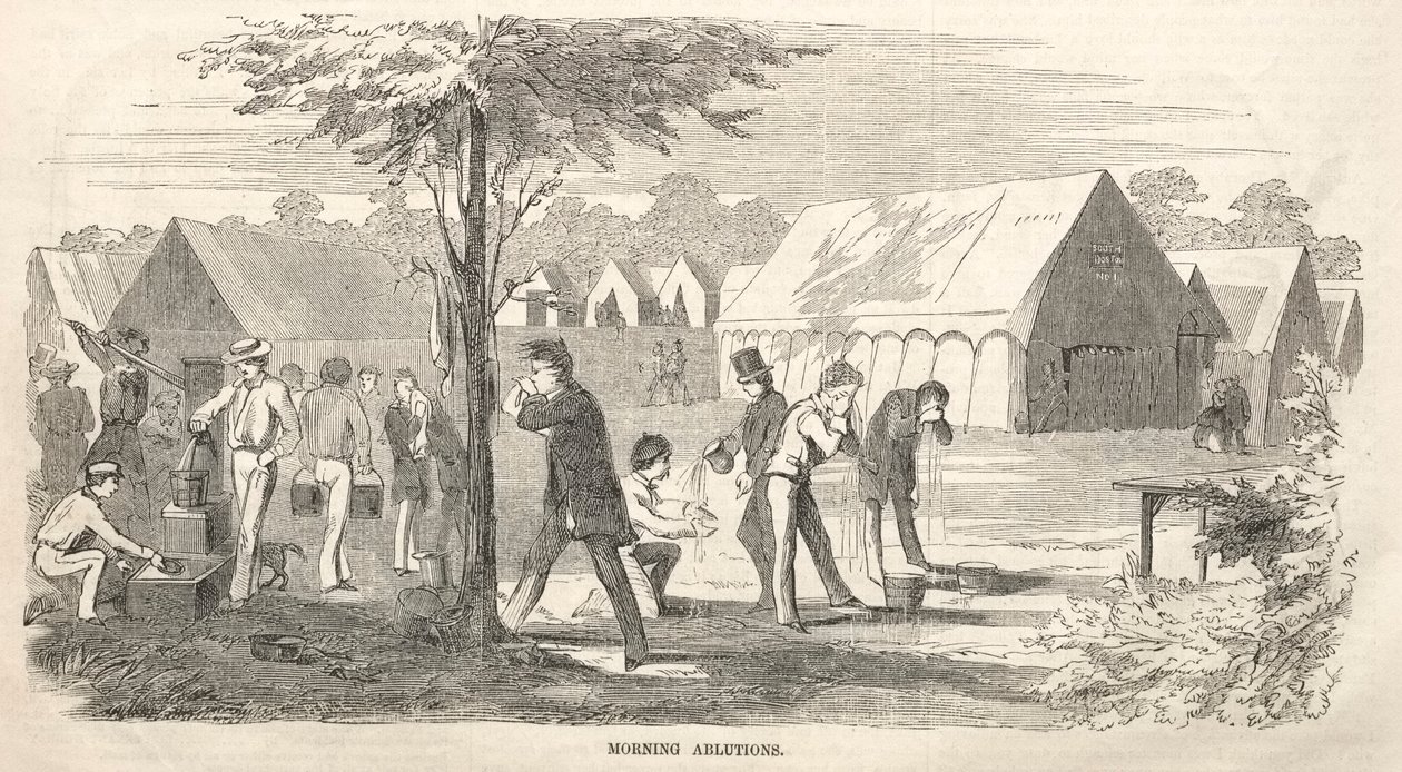 Náčrtky táborových setkání: Ranní mytí, 1858. od Winslow Homer