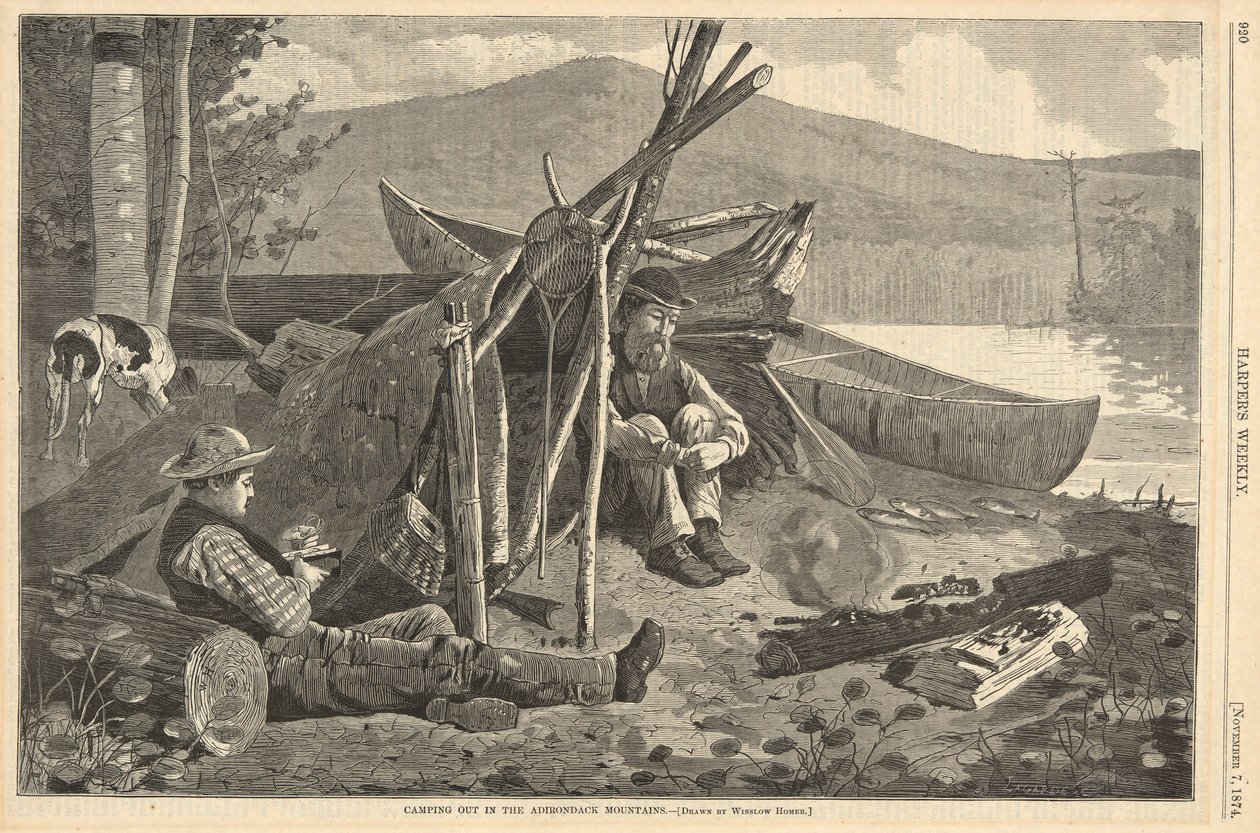 Kempování v horách Adirondack, od Harper od Winslow Homer