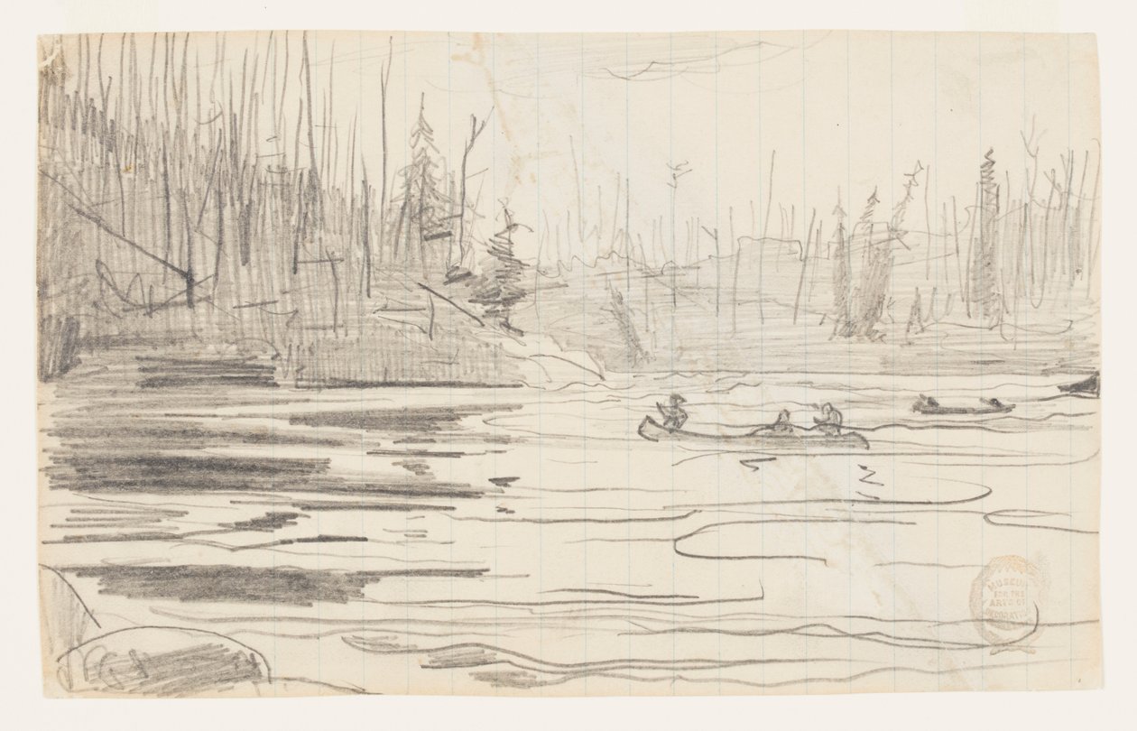 Kanoe na jezeře od Winslow Homer
