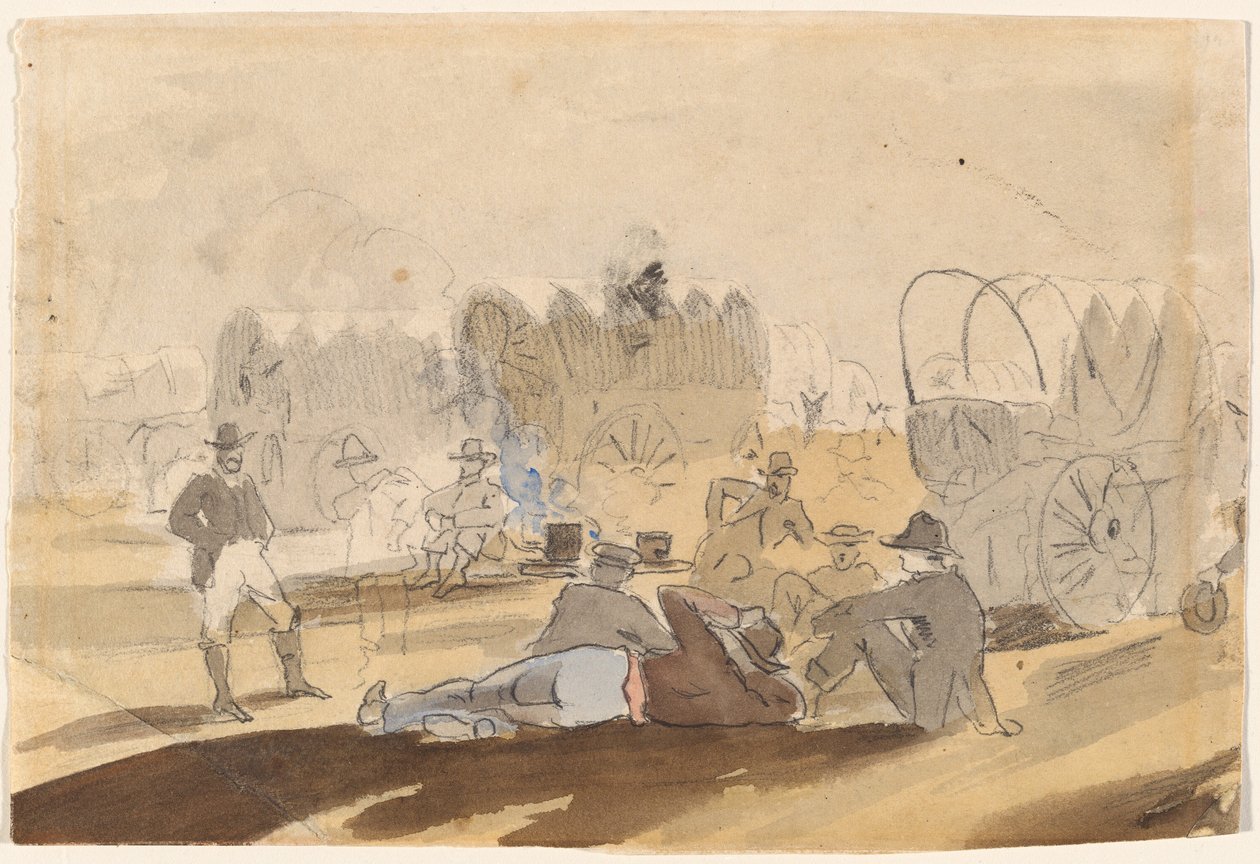 Karavan s krytými vozy na odpočinku [recto] od Winslow Homer