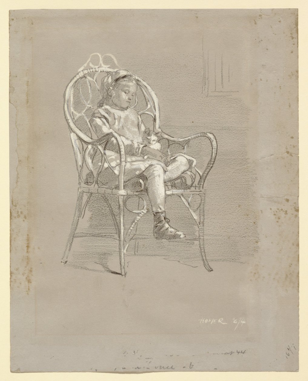 Dítě sedící v proutěném křesle od Winslow Homer