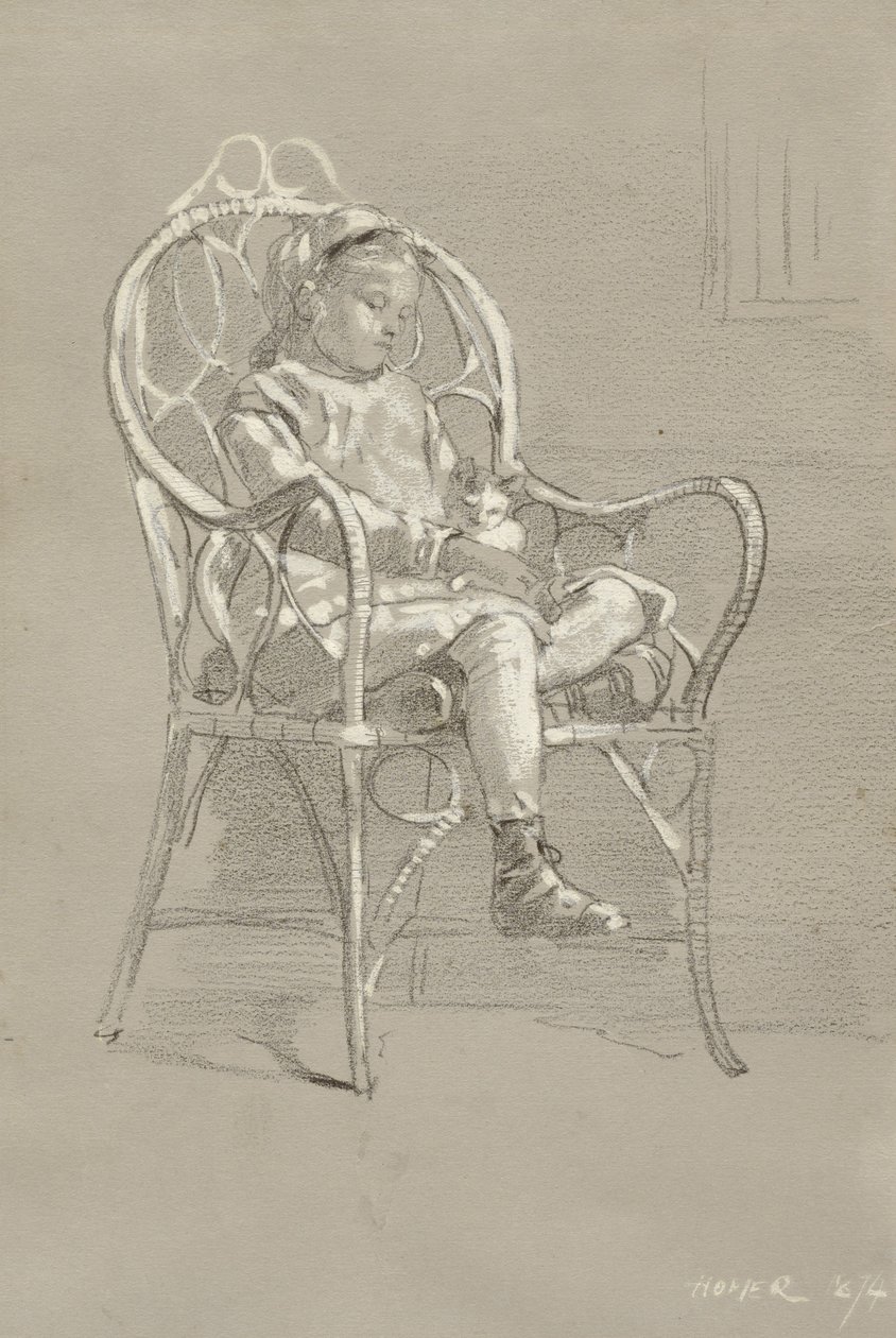 Dítě sedící v proutěném křesle, 1874 od Winslow Homer