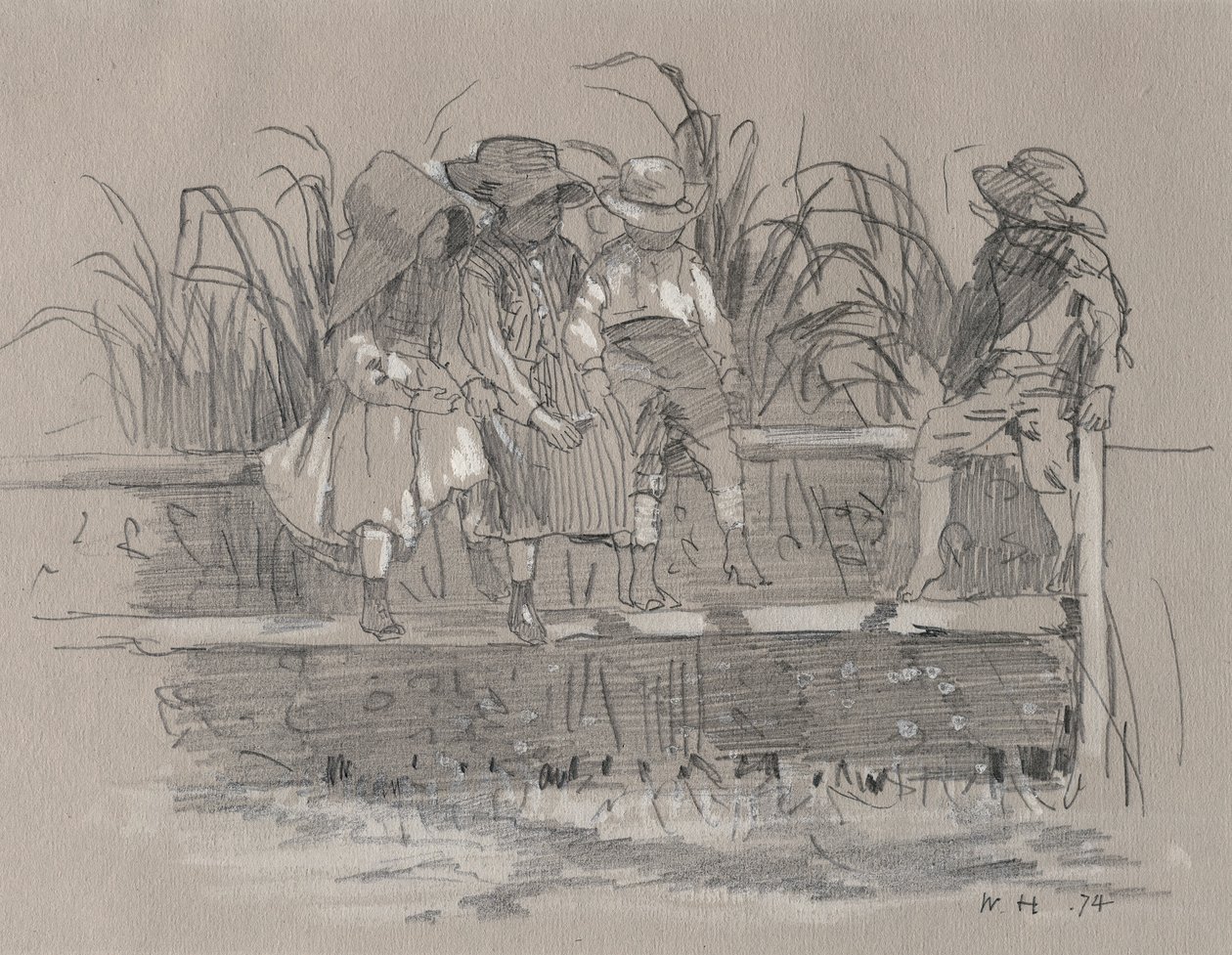 Děti sedí na plotě od Winslow Homer