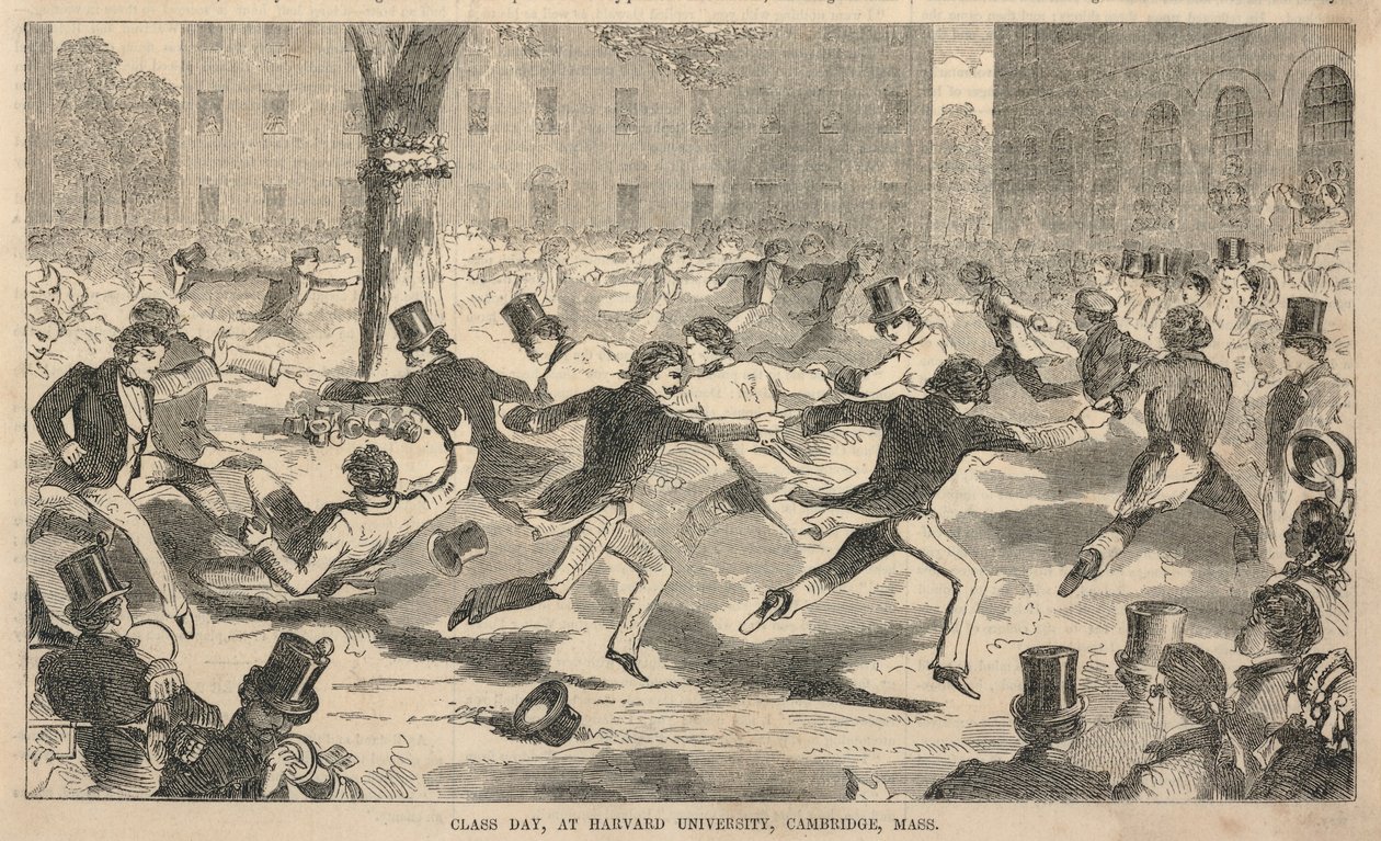 Třídní den na Harvardově univerzitě v Cambridge, Mass., z Ballouova obrazového časopisu Drawing-Room Companion, 3. července 1858. od Winslow Homer
