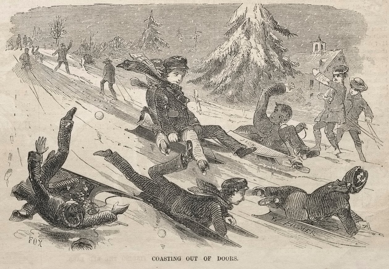 Coasting Out of Doors, 1857. od Winslow Homer