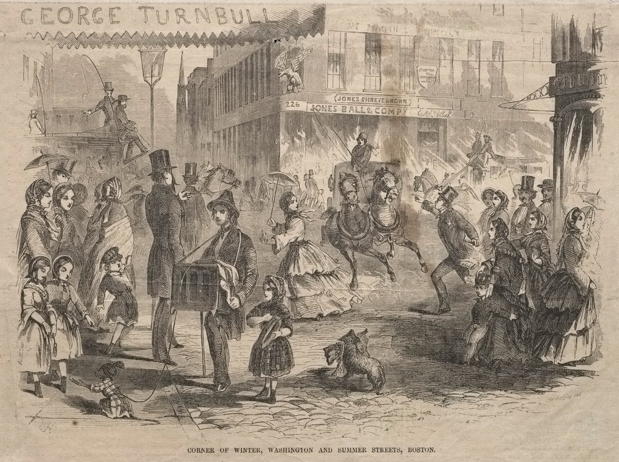 Corner Winter, Washington a Summer Streets, Boston, 1857. od Winslow Homer