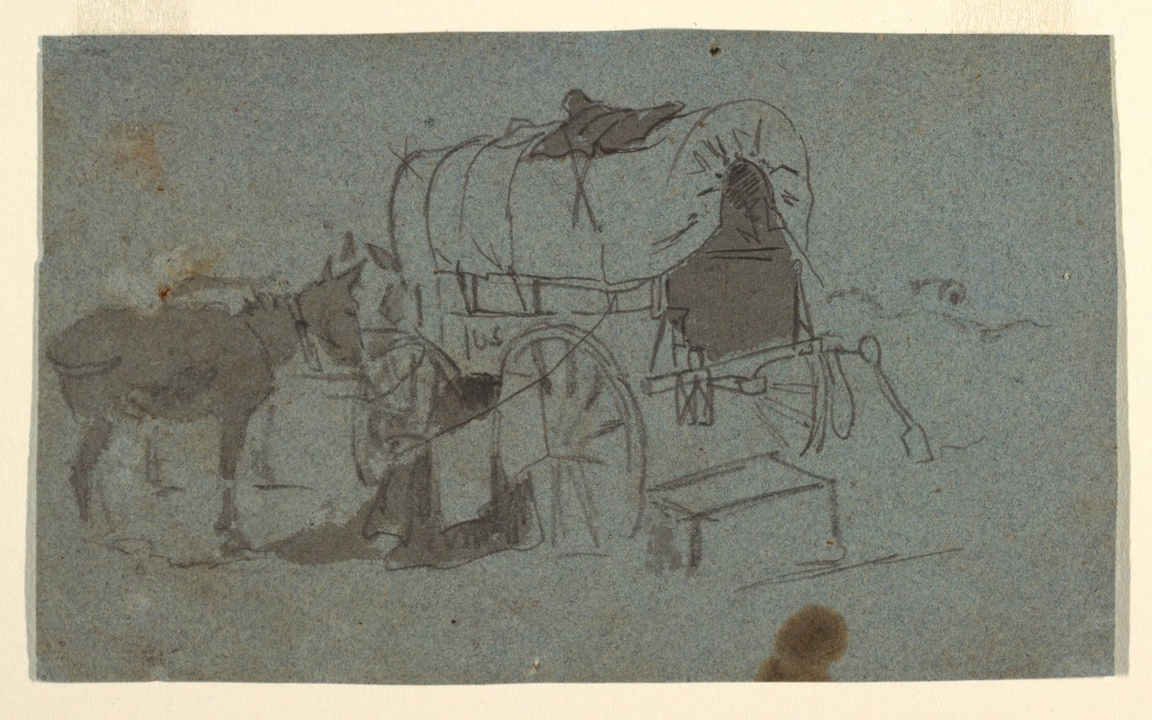 Kresba, Armádní vůz a mula, asi 1862 od Winslow Homer