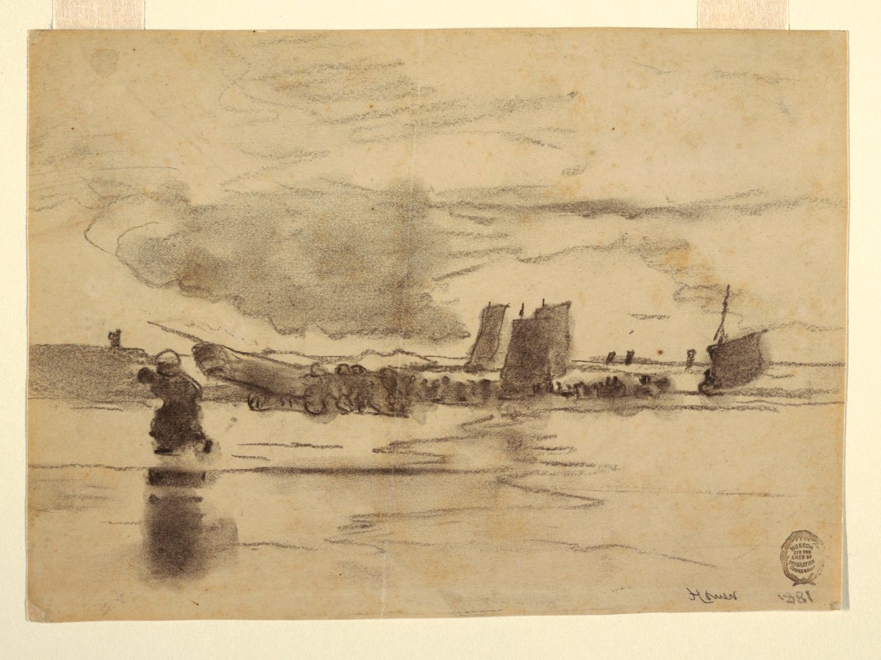 Kresba, Pláž za odlivu, Cullercoats, Anglie, 1881 od Winslow Homer