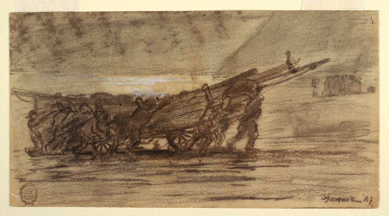 Kresba, Rybáři na pláži, Cullercoats, Anglie, 1881 od Winslow Homer
